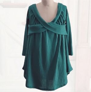 DRESSFO Knit Green Top Shirt Size Large